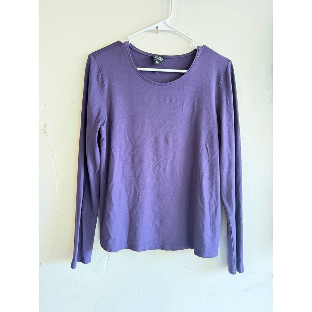 Eileen Fisher Blouse Small Purple Minimalist Quiet Luxury Work Stretchy Pullover